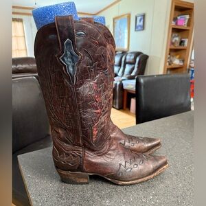 Dan Post Wingtip Snip Toe Leather Western Cowboy Boots size 9.5M Womens.